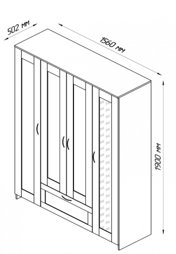 Шкаф четырехдверный Сириус с 1 зеркалом и 1 ящиком белый в Игарке - igarka.mebel54.com | фото