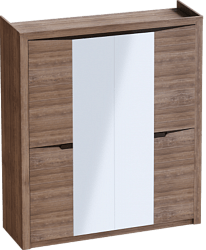 Шкаф четырехдверный Соренто с комплектом полок (3 шт)Дуб стирлинг/Кофе структурный матовый в Игарке - igarka.mebel54.com | фото