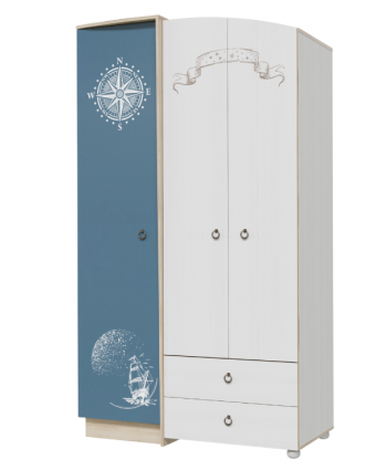 Шкаф для одежды Бриз 1200 Дуб ривьера/ Рамух белый/синий в Игарке - igarka.mebel54.com | фото