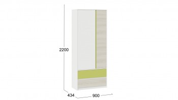 Шкаф для одежды комбинированный «Сканди» Дуб Гарден/Белый/Зеленый в Игарке - igarka.mebel54.com | фото