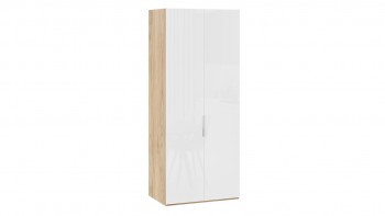 Шкаф для одежды с 2 глухими дверями «Эмбер» Яблоня Беллуно/Белый глянец в Игарке - igarka.mebel54.com | фото