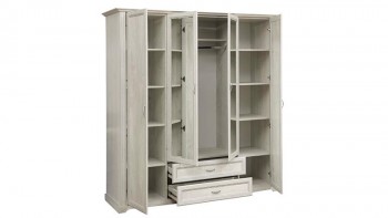 Шкаф для одежды "Сохо" (бетон пайн белый/2 ящика/зеркало) в Игарке - igarka.mebel54.com | фото