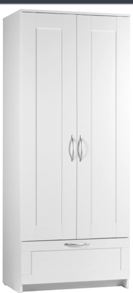 Шкаф двухдверный Сириус с 1 ящиком белый в Игарке - igarka.mebel54.com | фото