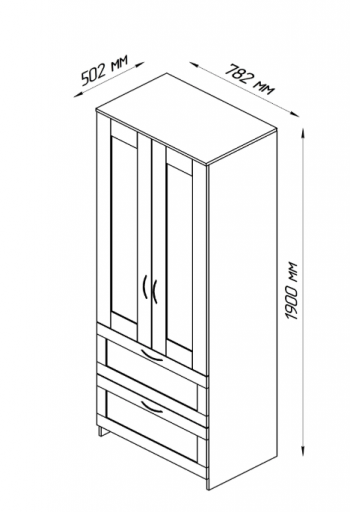 Шкаф двухдверный Сириус с 2 ящиками белый в Игарке - igarka.mebel54.com | фото