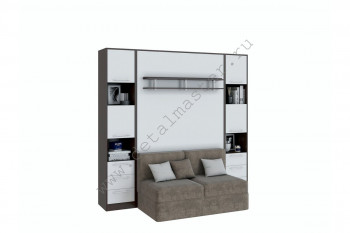 Шкаф-кровать с диваном БЕЛА с полкой ножкой в Игарке - igarka.mebel54.com | фото