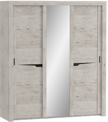 Шкаф трехдверный Соренто с раздвижными дверями Дуб бонифаций/Кофе структурный матовый в Игарке - igarka.mebel54.com | фото
