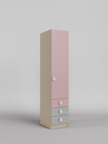 Шкаф угловой (секция с ящиками) Грэйси (Розовый/Серый/корпус Клен) в Игарке - igarka.mebel54.com | фото