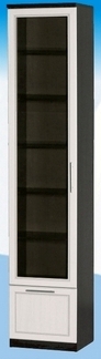 Шкаф высокий с ящиком и стеклодверью ДЛЯ ГОСТИНОЙ ШВЯС-450 Венге/Дуб выбеленный в Игарке - igarka.mebel54.com | фото