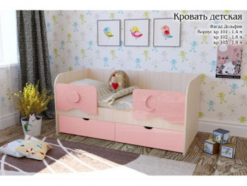 Соня Кровать детская 2 ящика 1.6 Розовый глянец в Игарке - igarka.mebel54.com | фото