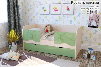 Соня Кровать детская 2 ящика 1.6 Зеленый глянец в Игарке - igarka.mebel54.com | фото