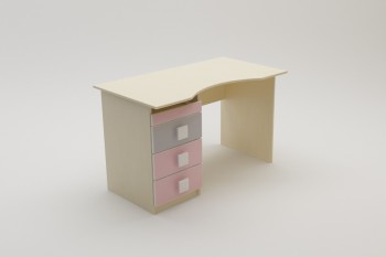 Стол (столешница с выемкой) Грэйси (Розовый/Серый/корпус Клен) в Игарке - igarka.mebel54.com | фото