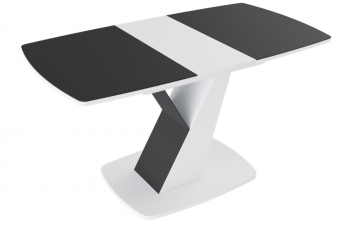 Стол обеденный «Гарда» Тип 1 (Белый/Стекло матовое черный графит) в Игарке - igarka.mebel54.com | фото