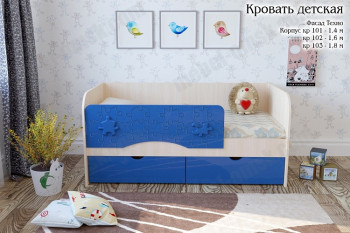 Техно Кровать детская 2 ящика 1.6 Синий глянец в Игарке - igarka.mebel54.com | фото