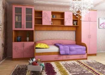 Детская Веселый пони Комплект мебели (Вишня оксфорд/Розовый) в Игарке - igarka.mebel54.com | фото